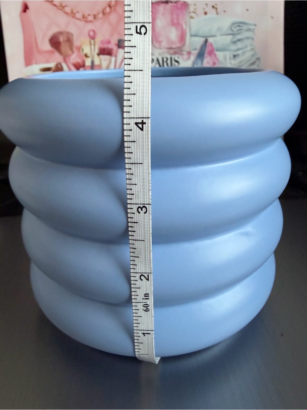 Room Essentials Blue Rippled Ceramic Planter - Picture 2 of 5